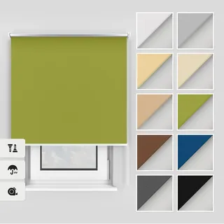 Estika Thermo rollos mit Bohren 95x150 cm Farbe: Grün, Verdunklungsrollo Deckenmontage und Wandmontage, Thermorollo hitzeschutz, Jalousien Fenster