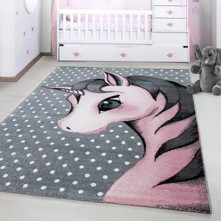 Ayyildiz Kids 590 Kinderteppich 80 x 150 cm Grau/Pink/Weiß
