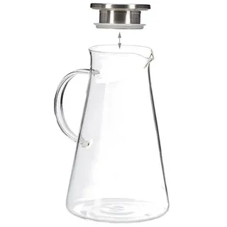 Relaxdays Glaskaraffe mit Deckel, 1,8 Liter