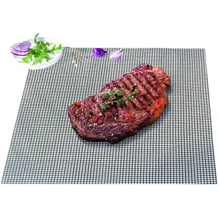 Durandal Grillmatte für Gasgrill - Grillplatte - Grillfolie für Gasgrill & Holzkohlegrills mit Antihaftbeschichtung - BBQ Grillmatten für Holzkohle - Wiederverwendbare - Grill Zubehör (Eckig)
