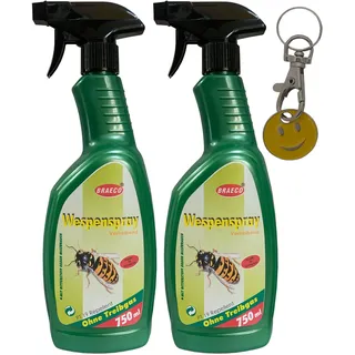 ILODA Einkaufswagenchip Smiley + 2x 750ml Wespenspray vertreibende Wirkung PT 19 Repellent ohne Treibgas