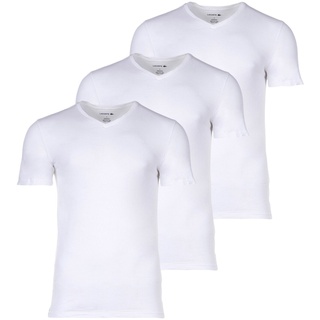 LACOSTE Herren T-Shirts, 3er Pack - Essentials, V-Ausschnitt, Slim Fit, Baumwolle, einfarbig Weiß XL