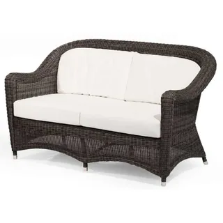 Casa Padrino Luxus 2er Gartensofa mit Kissen Dunkelbraun / Weiß 140 cm