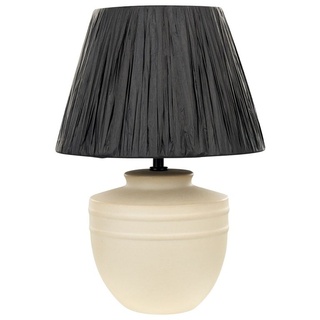 BELIANI Tischlampe Beige Keramik Vasenform Strukturiert 44 cm Papierschirm Kegelform Schwarz Langes Kabel mit Schalter Modern Boho Beleuchtung Leuchte