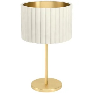 EGLO Tischleuchte TAMARESCO, Vintage Tischlampe | Gold/Weiß mit Samtschirm, dekorative Lampe für Sideboards und Kommoden, E27 Fassung, mit Kabelschalter (H 52cm)