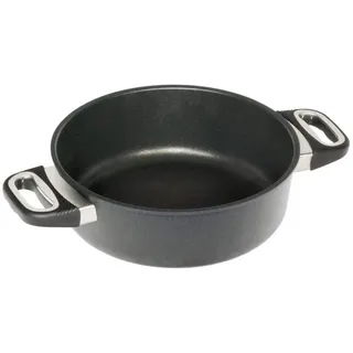 AMT Gastroguss Schmortopf, Ø 24 cm, 8 cm hoch, Bratpfanne mit zwei Seitengriffen, induktionstauglich, backofenfest, Lotan® Antihaft-Veredelung, Aluguss (Aluminium), AMZN-I-824