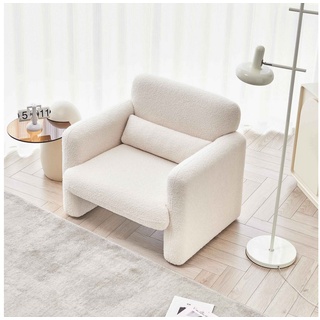 OKWISH Loungesessel Polsterstuhl Einzelsofa Sessel Schlafsessel Relaxsessel (mit beweglichem Lendenkissen, Lammwolle), Hochelastische Sitze beige