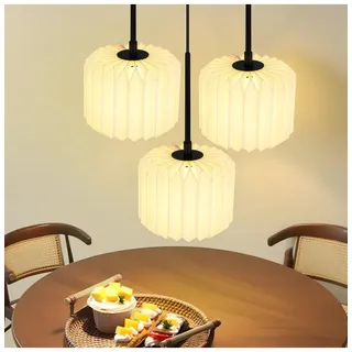 ZMH Pendelleuchte 3-flammige G9 in Weiß rund Vintage Papier Lampenschirm H 120cm | Gr.: onesize