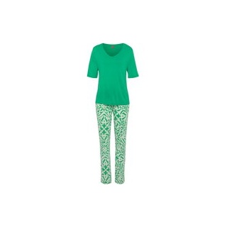 S.OLIVER Damen Pyjama grün-ecru gemustert Gr.44/46