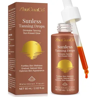 Bräunungstropfen Zum Trinken,Bräunungstropfe,Tanning Drops,Selbstbräuner Für Gesicht & Körper,Trinkbare Bräunungstropfen, Fördern Den Natürlichen Hautton Ohne Sonnenschäden,Für Alle Hauttypen 60 ml