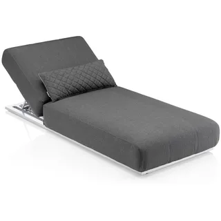 KETTLER EGO Sonnenliege Gartenliege Outdoor-Stoff mit Kissen grau silber