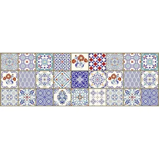 HUBDECO - Teppich - Küchenteppich - Badezimmerteppich - Badteppich - Küchenläufer - Teppich Läufer - Teppich Küche - PCV, Vinyl - rutschfest - Patchwork Mosaik - 60x180cm