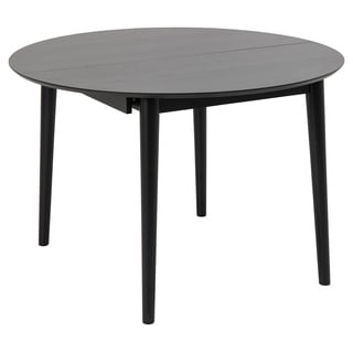 AC Design Furniture Monty Ausziehbarer Esstisch für 6 Personen, Runde Tischplatte aus Schwarzem Eichenfurnier mit Runden Beinen, Küchentisch mit Ausziehplatte, Ø: 115 x H: 75 cm