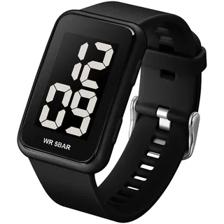 Forrader Quadratische Herren-Digitaluhr, großes Zifferblatt, großes Zifferblatt, wasserdicht, LED-Sportuhren mit Alarm, Datum, Stoppuhr, Unisex, elektronische Armbanduhren für Männer und Frauen