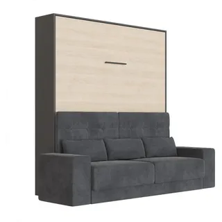 SMARTBett Schrankbett SMARTBett Schrankbett M1 140x200 Vertikal mit Sofa Anthrazit