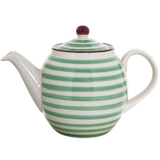 Bloomingville Teekanne Patrizia, green 1,2L Keramik Teekännchen gestreift dänisches Design grün
