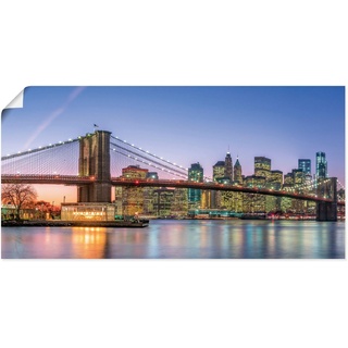 Artland Wandbild Skyline New York City, New York (1 St), als Alubild, Outdoorbild, Leinwandbild, Poster, Wandaufkleber blau 40 cm x 20 cm