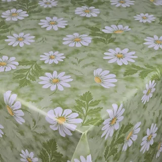 Wachstuch Wachstischdecke Tischdecke Gänseblümchen Grün Quadratisch 90 x 90 cm abwischbar
