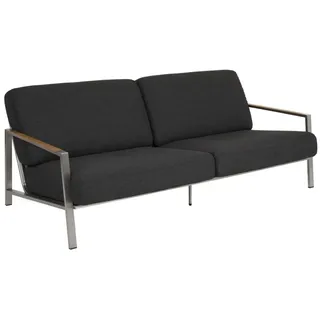 Gartensofa Naos mit Kissen aus Edelstahl und Olefin-Stoff, modern, dunkelgrau, für 2–3 Personen