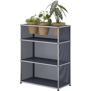 USM Haller Sideboard, mit perforierten Metallelementen und Pflanzeneinlage Anthrazitgrau
