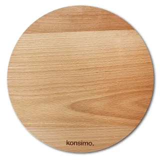 konsimo ORIOLUS Holz Schneidebrett Rund Drehbar Holzbrett Groß Massive Buche - 35x4 cm Braun