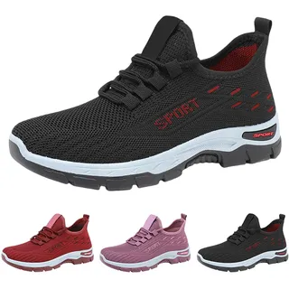 Black Friday Angebote,Sneaker Damen Leicht und Bequem rutschfest Orthopädische Ergonomischer Schmerzlinderungs-Schuh Laufschuhe Shock Absorbing Turnschuhe Atmungsaktiv Sportschuhe Flache Walkingschuhe - 38 EU