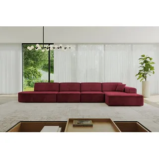 altdecor Eckcouch Samt L-Form 3-Sitzer Bordeauxrot