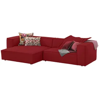 Chilliano Ecksofa around the block, Dunkelrot, Kunststoff, Echtleder, Longlife-Leder, Uni, Füllung: Schaumstoff, Polyurethan (Pur), Ottomane links, nicht einzeln stellbar, L-Form, 300x164 cm, Goldenes M, Emas, Made in EU, Dgm, Wohnzimmer, Sofas & Couches, Wohnlandschaften, Ecksofas