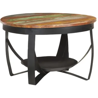 vidaXL Couchtisch Industriestil Beistelltisch Wohnzimmertisch Kaffeetisch Sofatisch Teetisch Tisch Ø68x43cm Recyceltes Massivholz Eisen