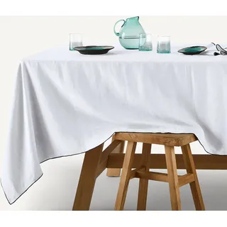 Am.pm Tischdecke Suzy, Gewaschenes Leinen weiss/schwarz