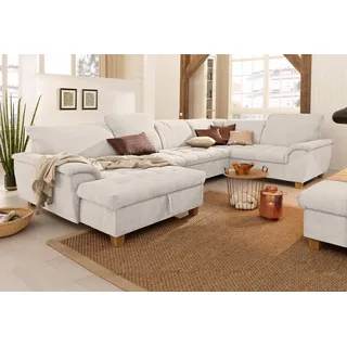 Home affaire Wohnlandschaft Lyla U-Form, wahlweise mit Rückenfunktion und zusätzlich mit Bett + Bettkasten beige