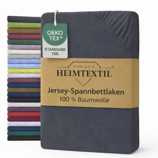 EXKLUSIV HEIMTEXTIL Jersey Spannbettlaken 60 x 120 cm Anthrazit 100% Baumwolle Öko - Tex Zertifiziert Bed-Sheet Bettlaken Spannbetttuch