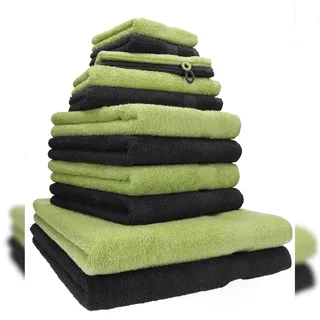 Betz Premium Handtuch-Set 12-teilig -  Farbe Graphit/avocadogrün