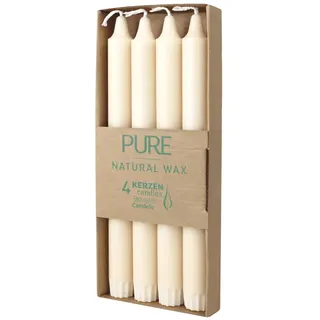 luterna 100% PURE, NATURAL WAX, Stabkerze, Sahara, WENZEL, 250/23 mm, Brenndauer ca. 10h, 100% plastikfreie Verpackung