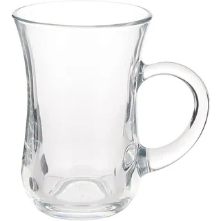 Pasabahce 55411 Keyif Teegläser mit Henkel 145ml | 6er Set | türkische Cay Bardagi für orientalischen Teegenuss | für Schwarztee, marokkanischen Minztee & Heißgetränk | ideal für Gastronomie & Zuhause