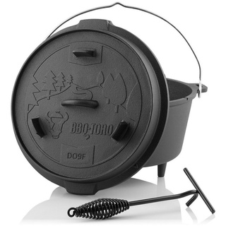 BBQ-Toro Grilltopf BBQ-Toro Dutch Oven DO9F, 9,0 L Forest Gusseisen Kochtopf, Gusstopf, Gusseisen schwarz