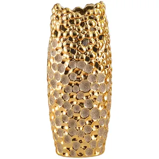Gold-Keramik-Vase, große Bodenvase, 14,2 Zoll hoch für kreative ausgehöhlte Moderne rustikale Home Decor Vase, Freunde und Familie (Color : Gold, S : 16x13x36cm)