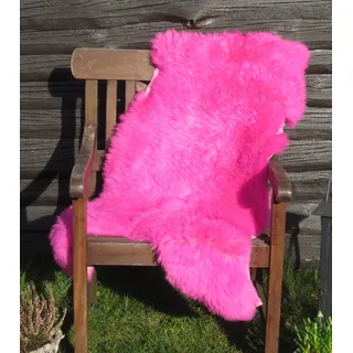 Felltrade Merino Schaffell Lammfell Fell echt groß 120-130 cm pink ökologische Gerbung