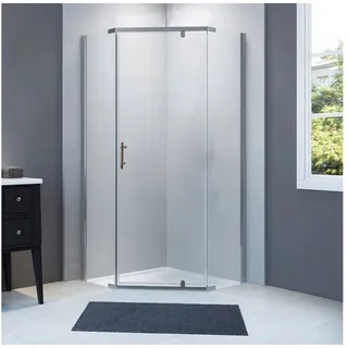 SANOTECHNIK Fünfeckdusche 90 x 190 cm grau Sicherheitsglas