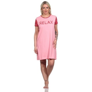 RELAX by Normann Nachthemd Kurzarm Damen Nachthemd im Casual Look - 122 10 757 rosa 40-42