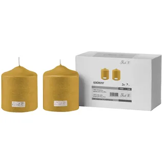 Stumpenkerze FINK "CANDLE", gold (goldfarben), H:10cm Ø:8cm, Kerzen