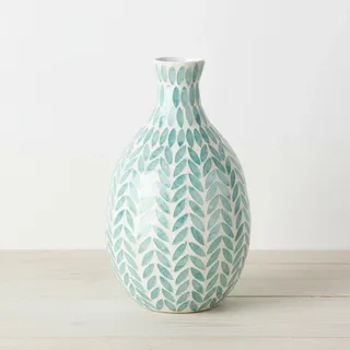 Boltze Mosaik Vase Livas Höhe 31 cm, türkis, handgearbeitet, wasserfest