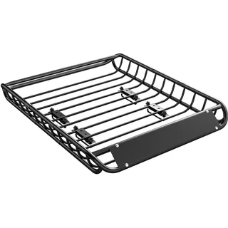 SPORTNOW Dachgepäckträger Universal Dachkorb mit Windschutz bis 68 kg, Rostfrei Auto Gepäckträger aus Stahl, Dachträger Gepäckkorb für SUV Trucks, 116 x 92 x 11,5 cm, Schwarz