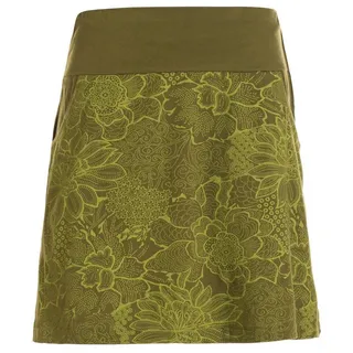 Vishes Minirock Kurzer Damen Baumwoll-Rock Mini-Rock mit Blumen-Spitze bedruckt Festival, Boho, Hippie Style grün 38