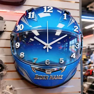 Certykllp Personalisierte Bikerhelm-Wanduhr, benutzerdefinierte Rennhelmuhr, Wanddekoration, Uhren für Rennfahrer, Biker, Motorrad-Enthusiasten -1