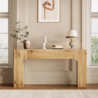 GarveeHome Landhaus Konsolentisch Holz 63 cm – Schmaler Sofatisch rustikale Eiche – Für Wohnzimmer, Flur, Eingangsbereich & hinter Sofa 1.6 Michat Cracked Oak