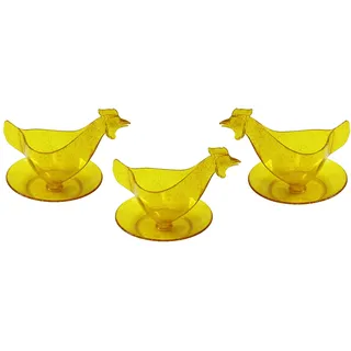 3er Set Eierbecher Huhn mit Glitzer gold Eierbehälter, Hühnereierbecher
