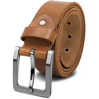 ROYALZ 'Oakland' Antik Vintage Ledergürtel Herren Büffel-Leder aus robusten 4mm Voll-Leder Dornenschließe, Größe:Bundweite 115 cm = Gesamtlänge 130 cm, Farbe:Braun - Schnalle gebürstet - Bundweite 115 cm = Gesamtlänge 130 cm