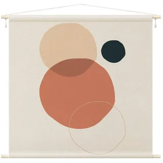Bilderdepot24 Wandteppich modern Muster Abstrakt Geometrisch beige, quadratisch, Höhe: 2.6 mm, großes Wandbild aus Natur-Baumwolle Wandbehang Stoffbild Tuch Wollseil beige 110 cm x 110 cm x 2.6 mm