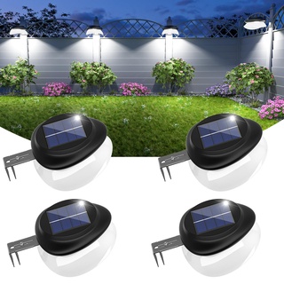 JSOT 4 Stück Solarlampen Dachrinnen Wandleuchten Wegeleuchten für Außen Lampe 9 LED Solarleuchten IP55 Wasserdicht 1600mAh Für Dekor Zaun Straße Garten Terrasse (Weißes Licht)